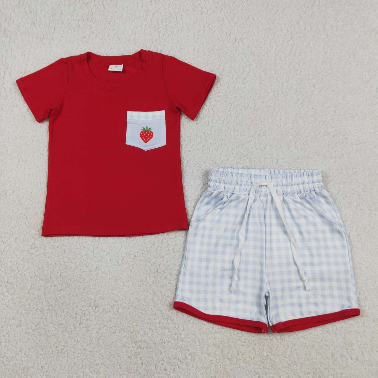 Strawberry top matching shorts boy summer outfit