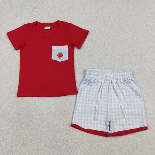 Strawberry top matching shorts boy summer outfit