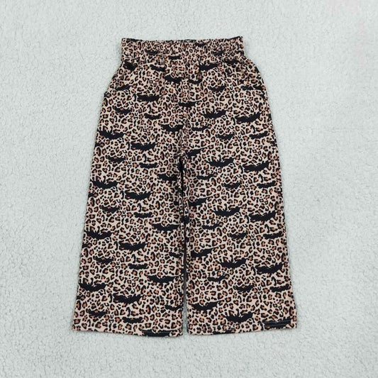 Halloween bat print girls milk silk pants