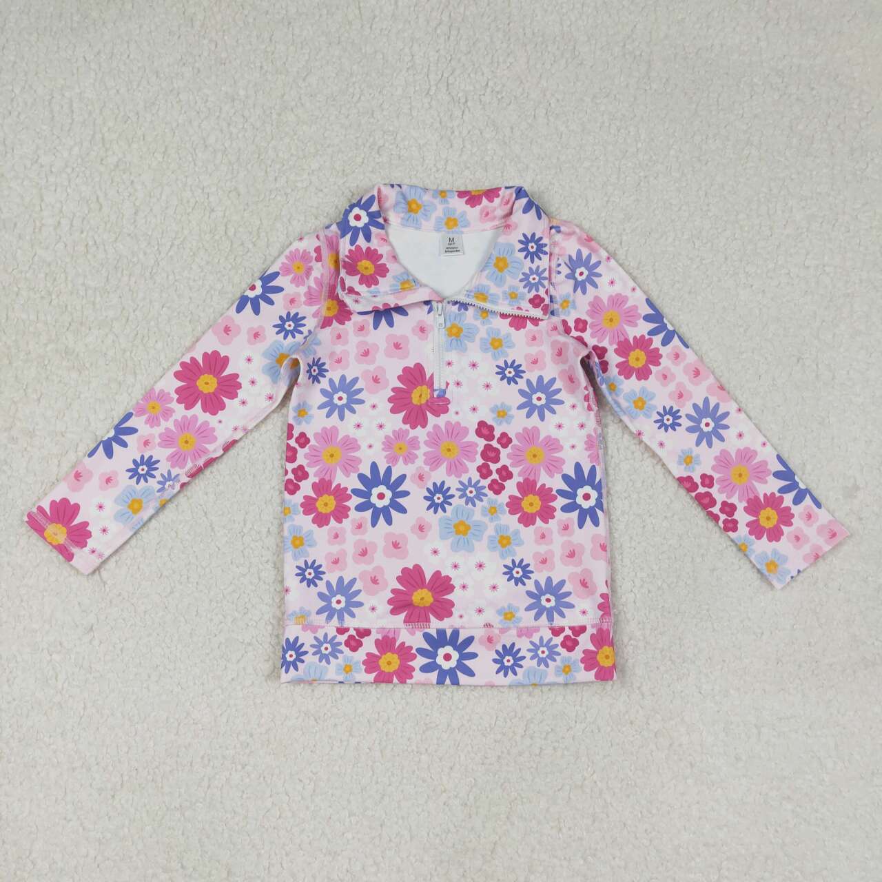 Girls red blue floral design yoga pullover