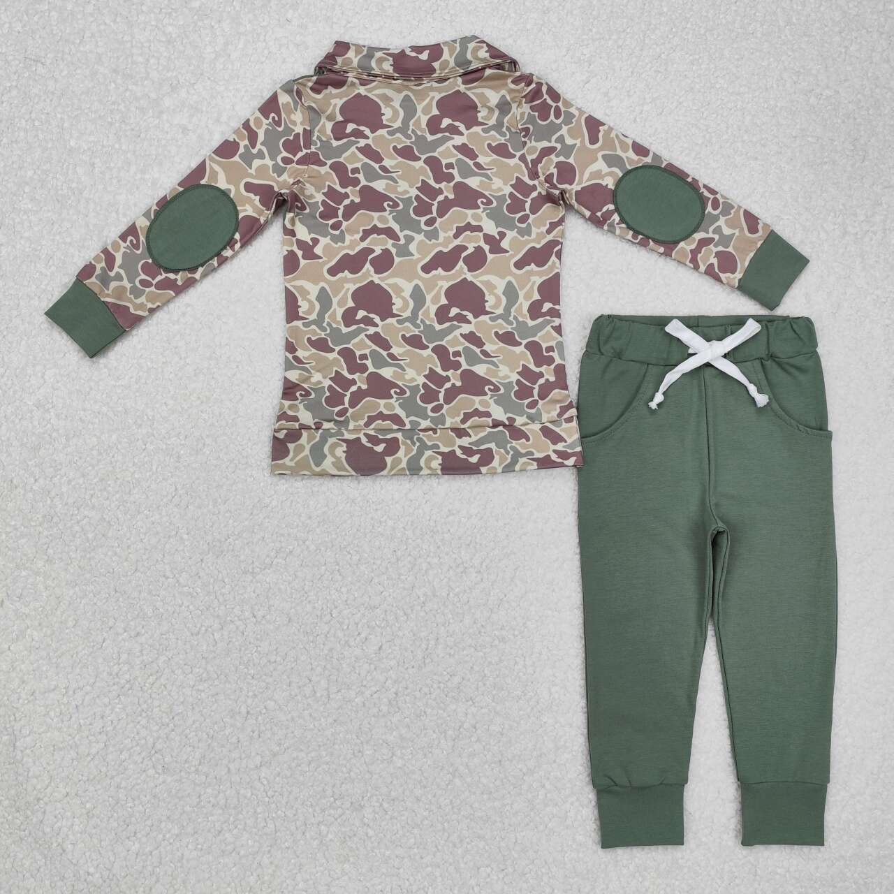 hot sale baby boy long sleeve fall winter green brown camo clothes set