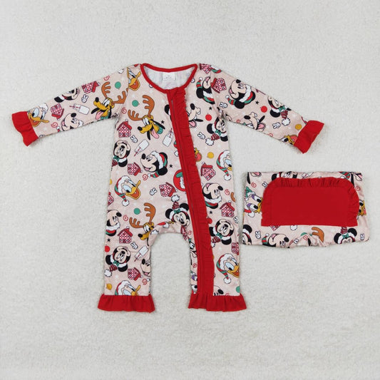 kids baby girls  christmas cartoon reindeer fall winter romper