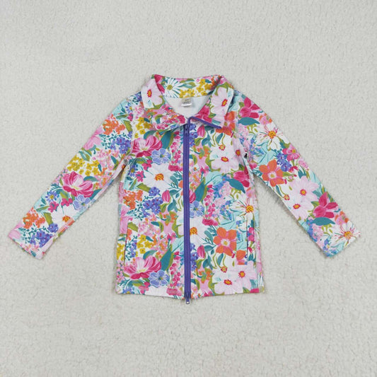 Baby Girls Colorful Flowers Yoga Zip Top Pullover