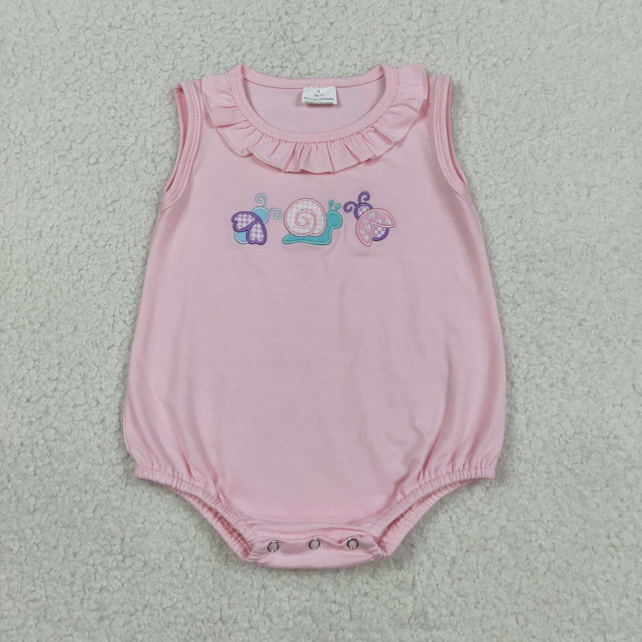 Embroidery snail print toodle girls summer romper