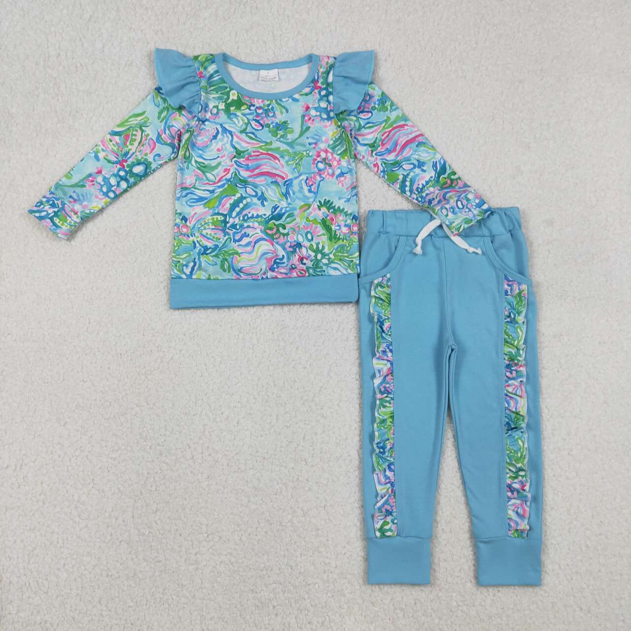 Seaweed design girls long sleeve spring fall outfit