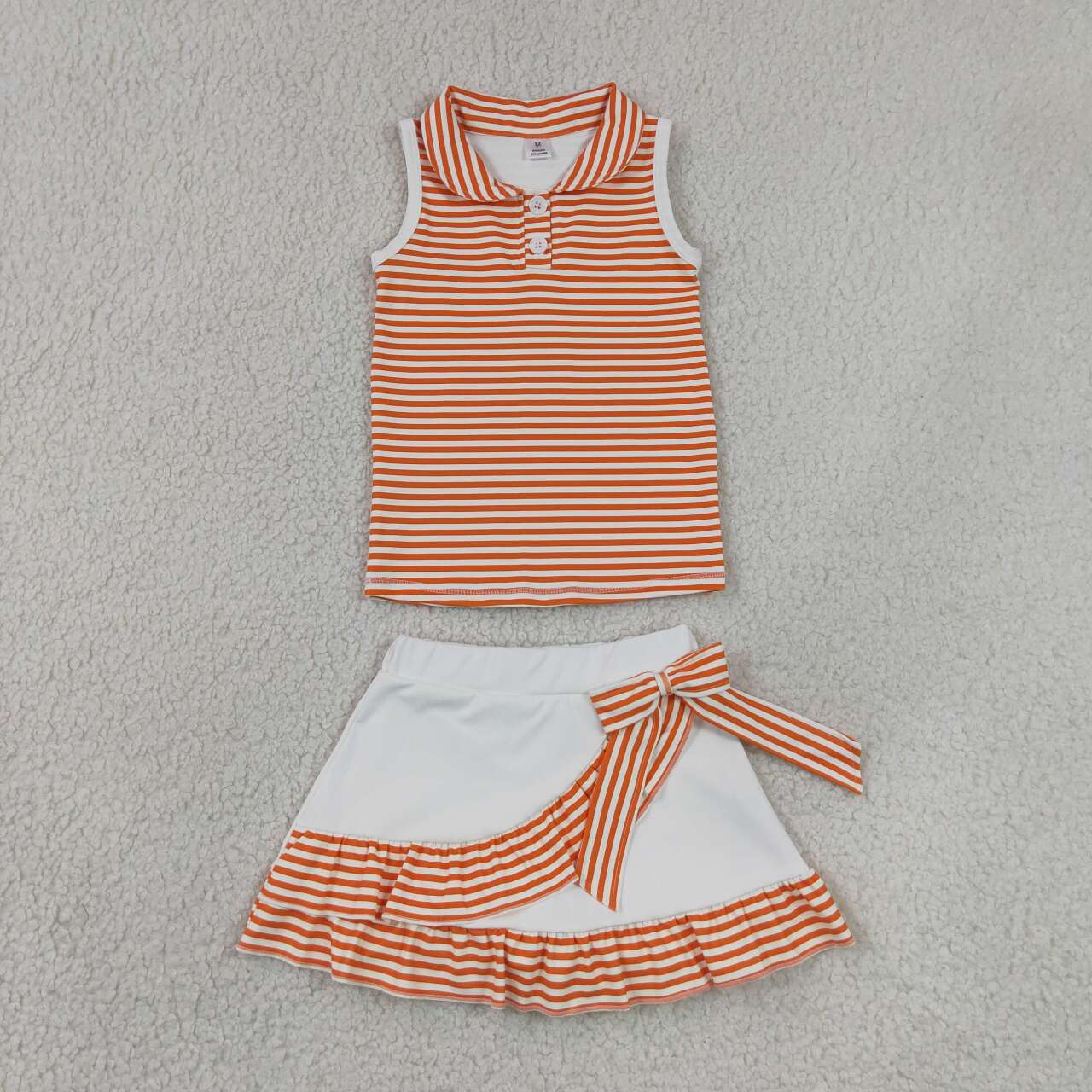 Orange stripes top matching skirt toddle baby girls yoga outfit