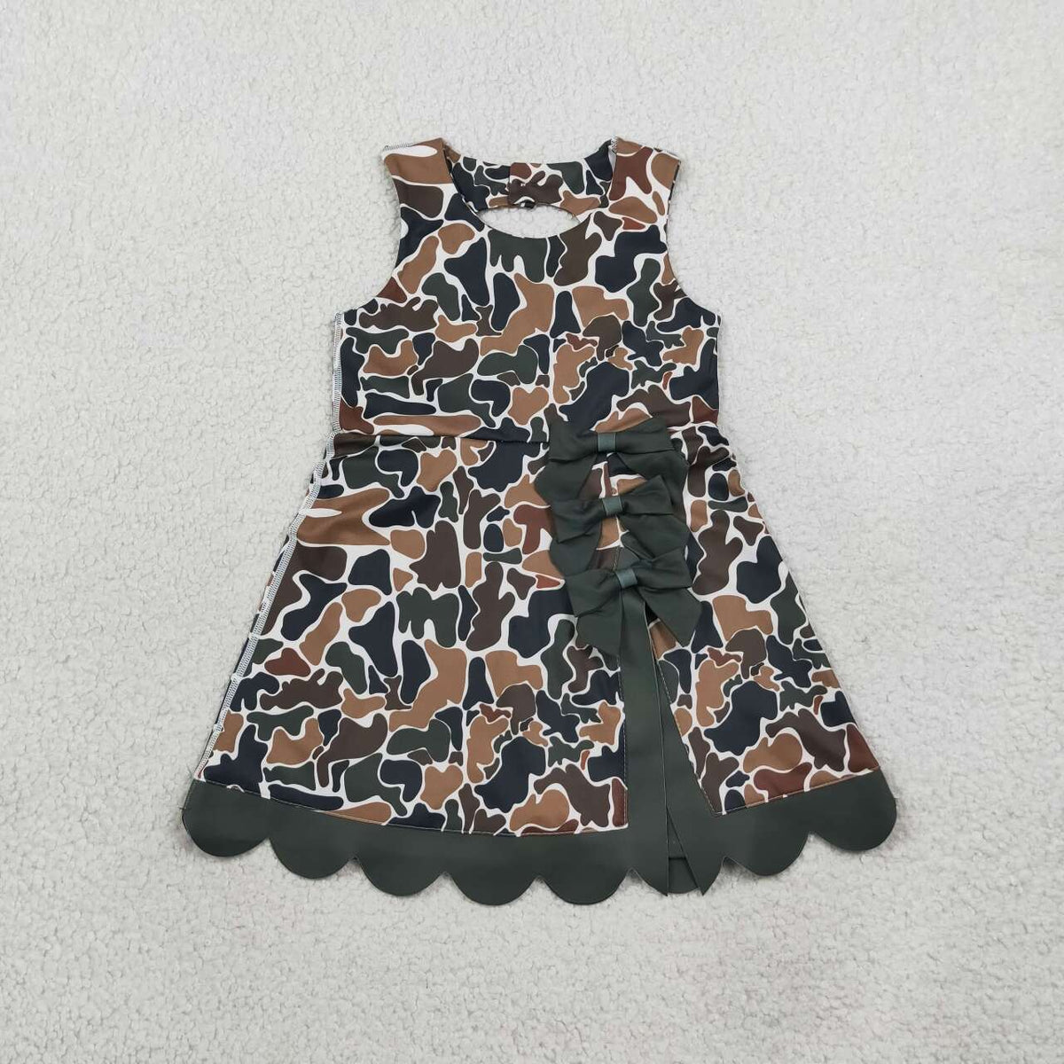 Green camo color girls summer yoga dress
