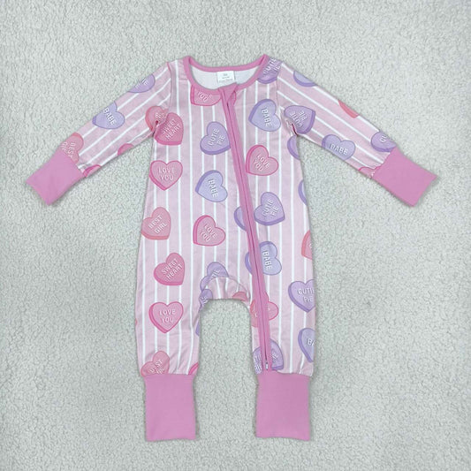 Valentines heart toddle baby girl long sleeve romper