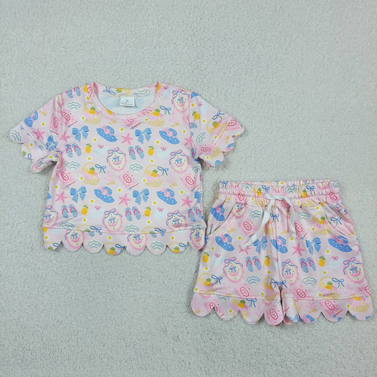 Blue bow top matching shorts toddle baby girl outfit