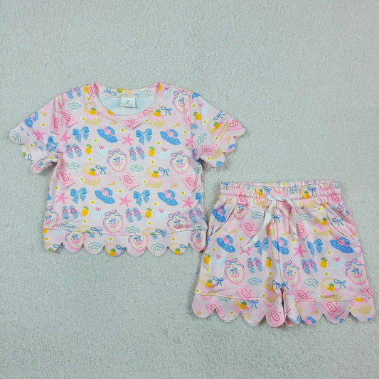 Blue bow top matching shorts toddle baby girl outfit