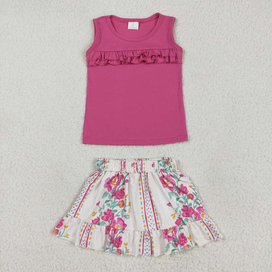 Infant baby girl tank top floral skirt summer set