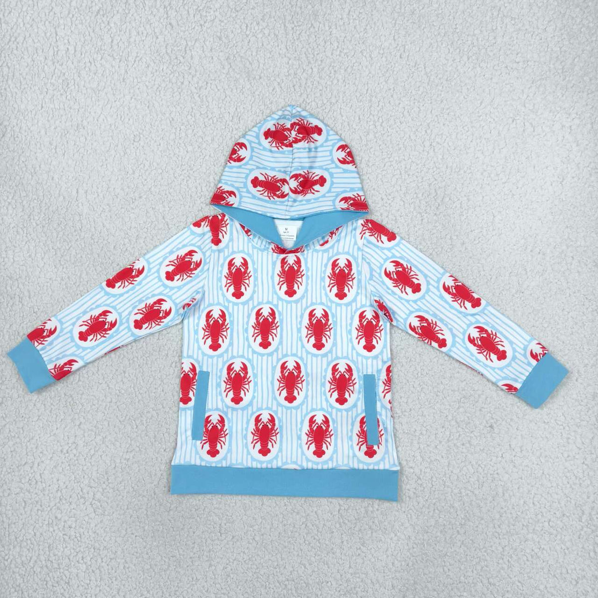 Crawfish print kids boy long sleeve hoodie top