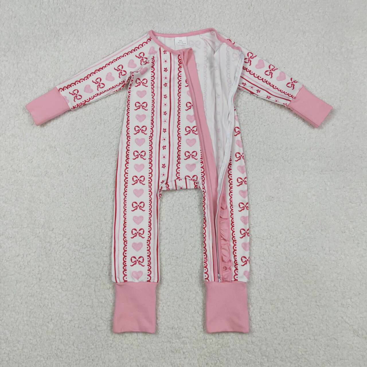 Toddle girls pink bow design long sleeve romper