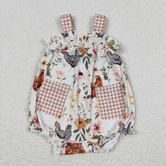 toddle girls floral farm animal romper
