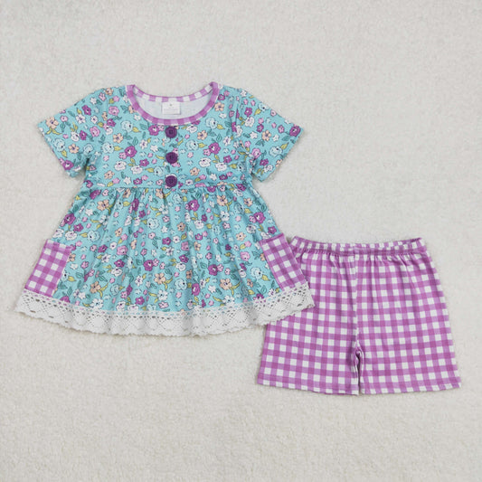 Toddle girls purple flower boutique summer outfit