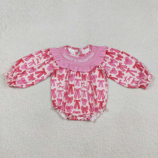 Daddys valentines heart print embroidery romper
