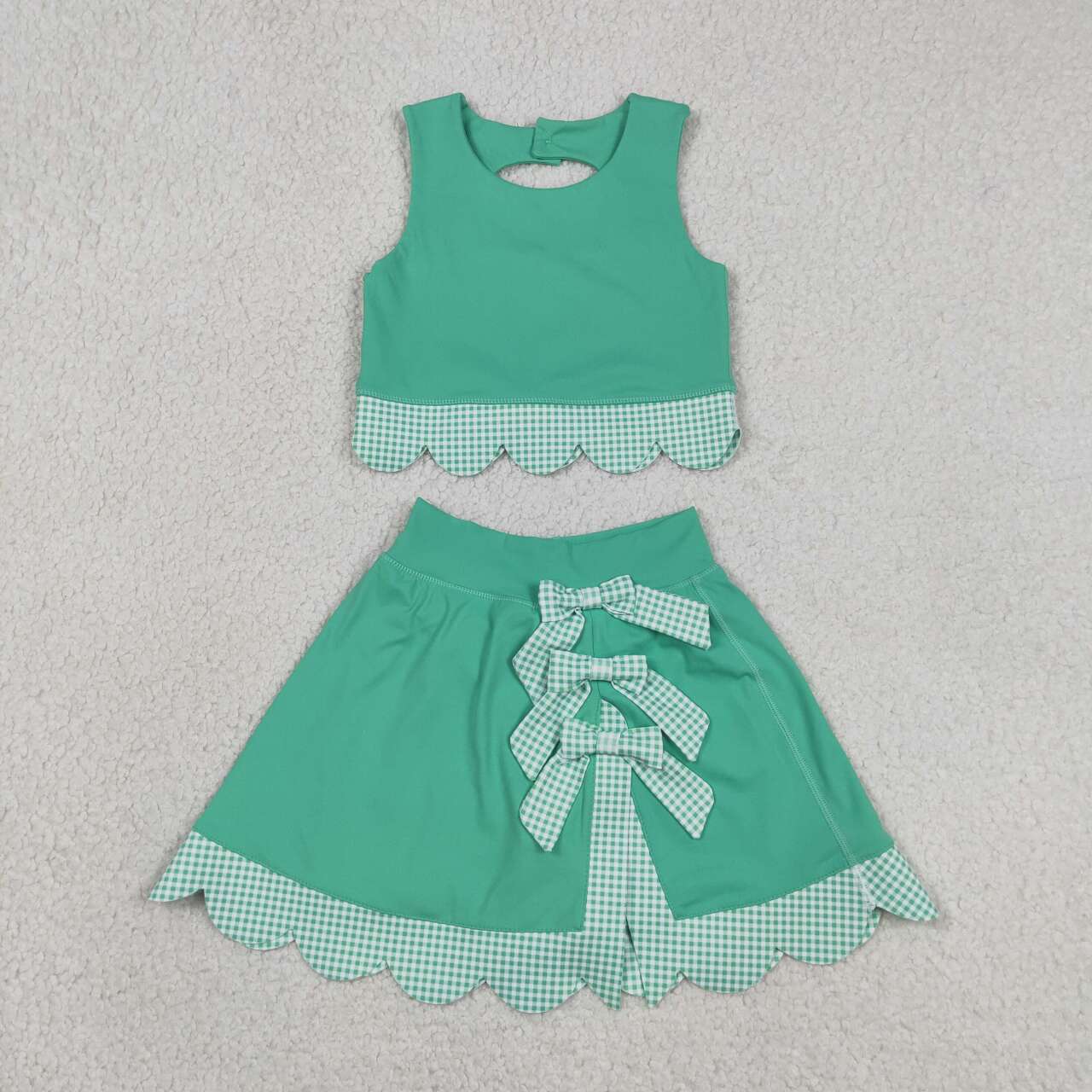 Green tank top matching skirt girls summer active wear yoga outfit