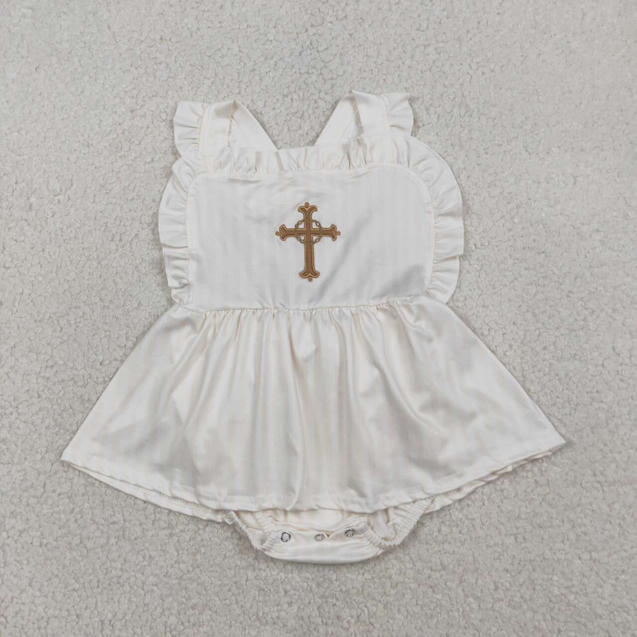 Toddle girls embroidery easter cross design romper