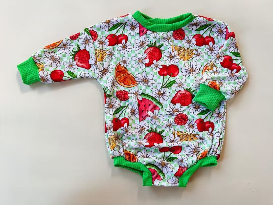 Pre-order toddle girls long sleeve fruit print romper