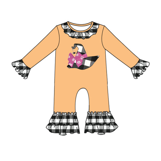 Pre-order Halloween hat long sleeve romper