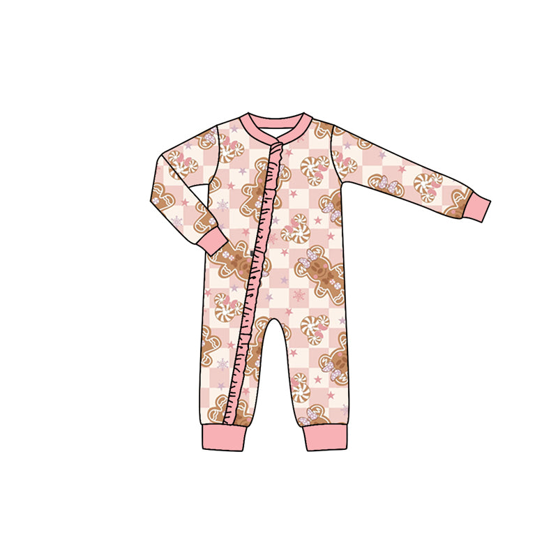 Pre-order toddles long sleeve gingerbread zip romper