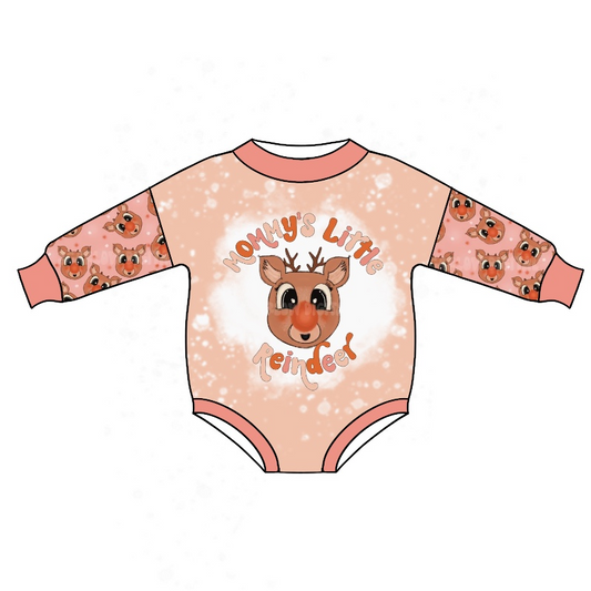 Mommys little reindeer long sleeve romper preorder