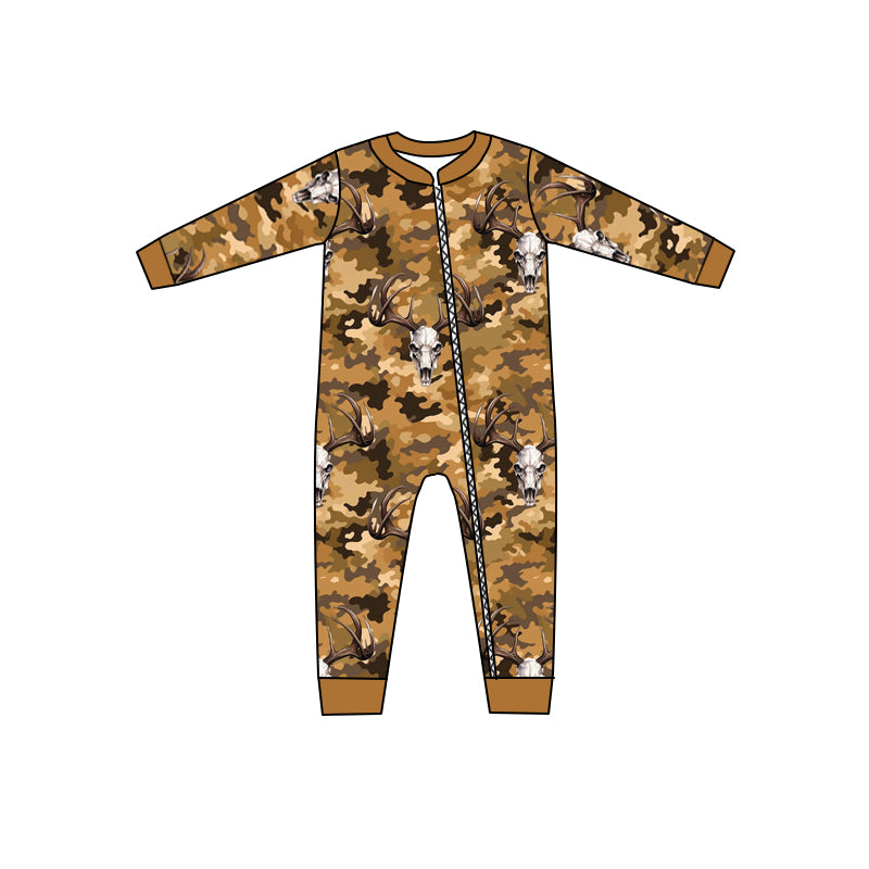 Boy camo zip romper preorder