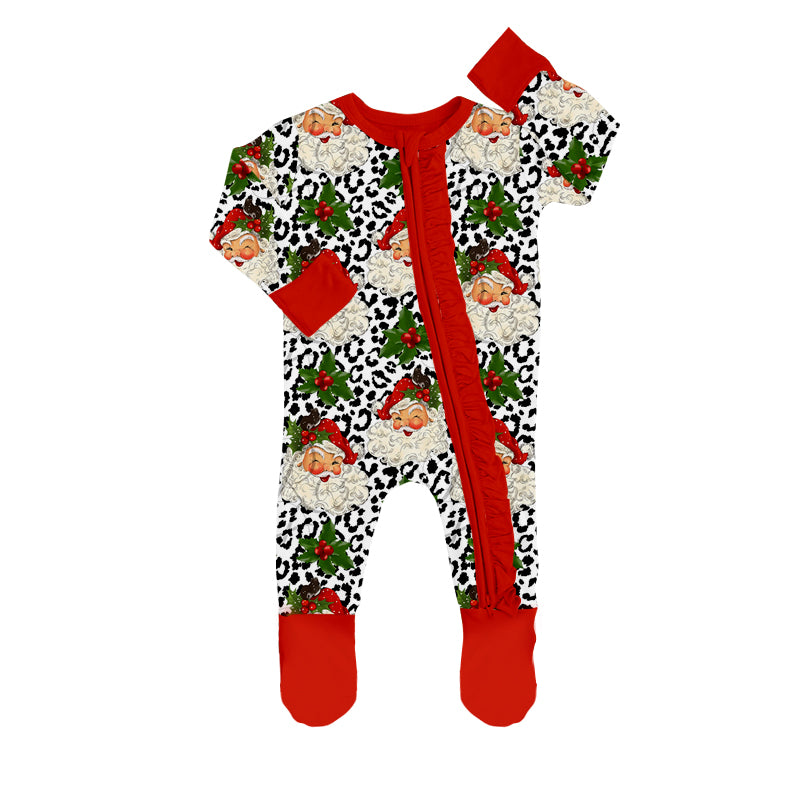 Christmas Santa Claus footie romper preorder