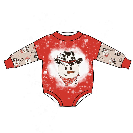 Christmas snowman long sleeve winter romper preorder