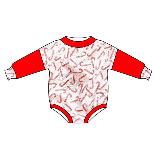 toddlers girls Christmas candy cane long sleeve romper preorder