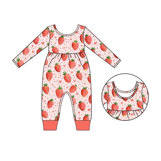 cute strawberry long sleeve jumpsuit preorder