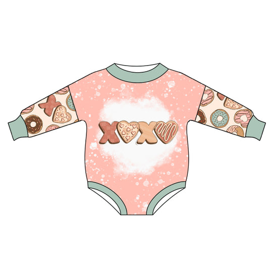 XOXO Valentines day toddle girls donut romper preorder