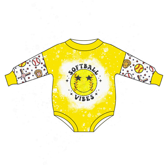 Softball toddle girls long sleeve romper preorder