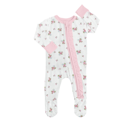 toddle baby long sleeve floral footie romper preorder