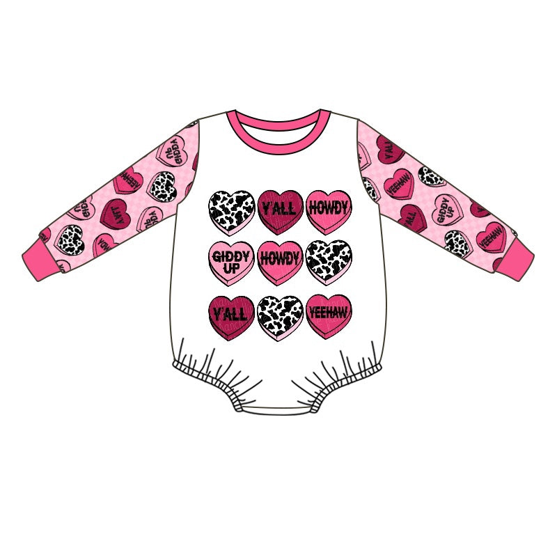 western girls Valentines day long sleeve romper preorder