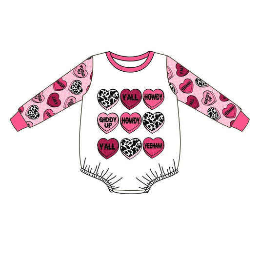 western girls Valentines day long sleeve romper preorder