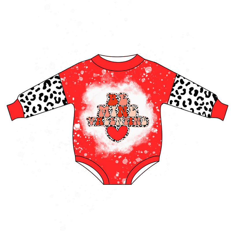 be mine valentines toddle girls  long sleeve romper preorder