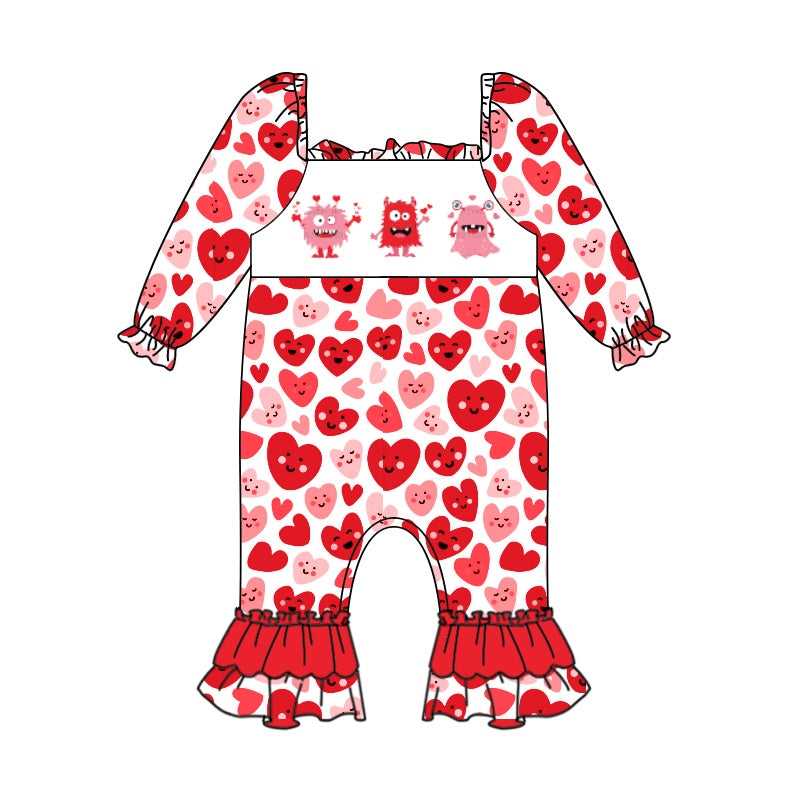 Valentines day long sleeve heart romper preorder