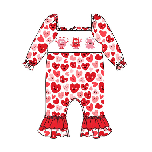 Valentines day long sleeve heart romper preorder