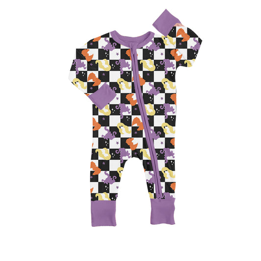 baby girls three witches Halloween long sleeve zip romper preorder