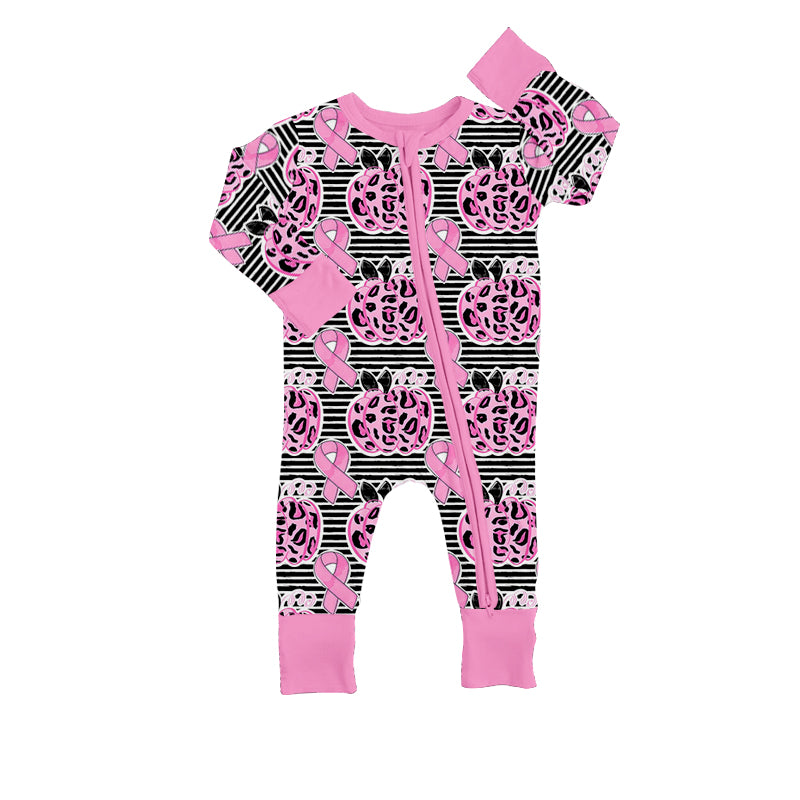 in october we wear pink cheetah pumpkin romper preorder