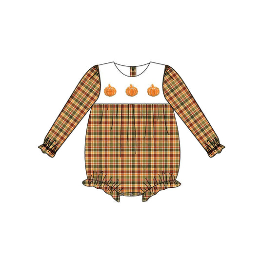 toddle baby girl three pumpkin romper preorder