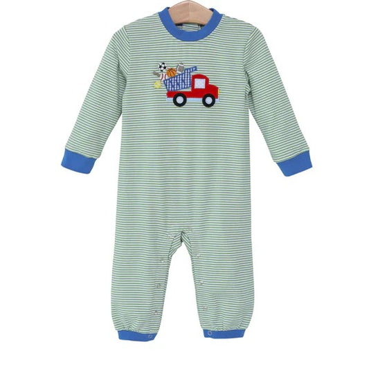 toddle baby stripes ball game day romper preorder