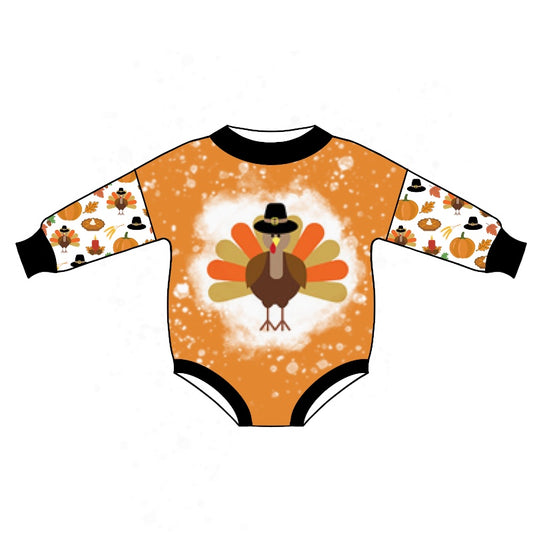 baby  long sleeve thanksgiving turkey romper preorder