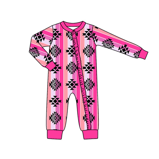 cowboy western aztec long sleeve zip romper preorder