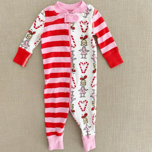 baby girl long sleeve christmas zip romper preorder