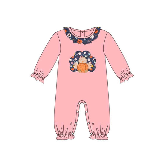 baby girl pumpkin turkey thanksgiving romper preorder