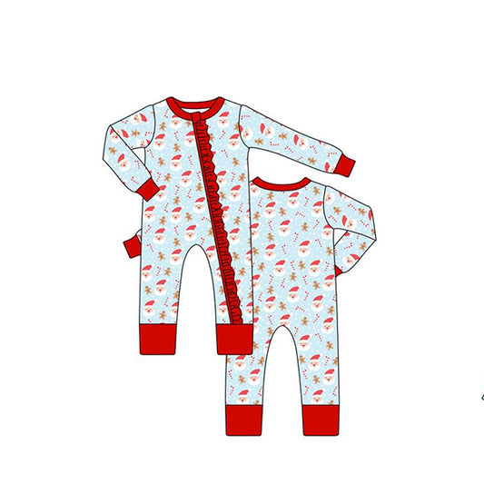 toddle baby girls christmas santa claus candy cane zip romper preorder