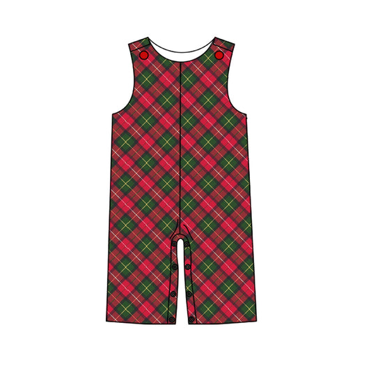 toddle baby boy pink green plaid romper preorder