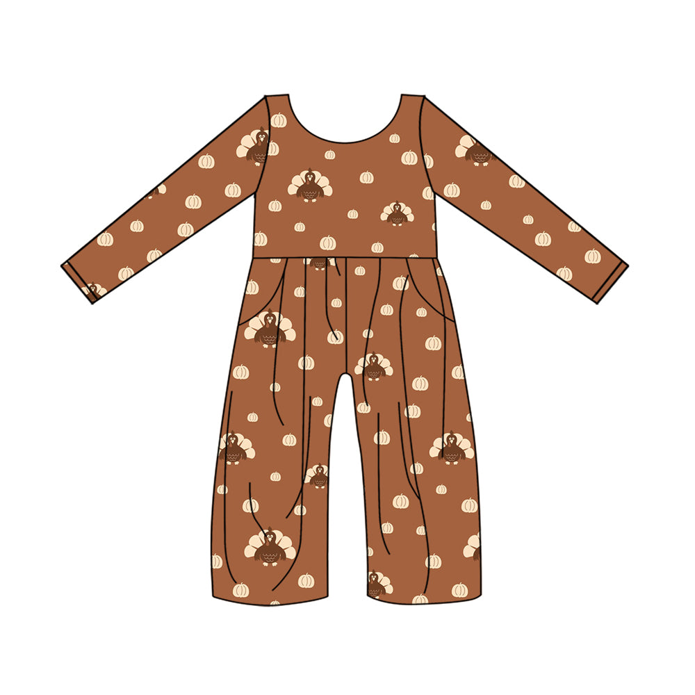 baby girls thanksgiving turkey pumpkin jumpsuit preorder